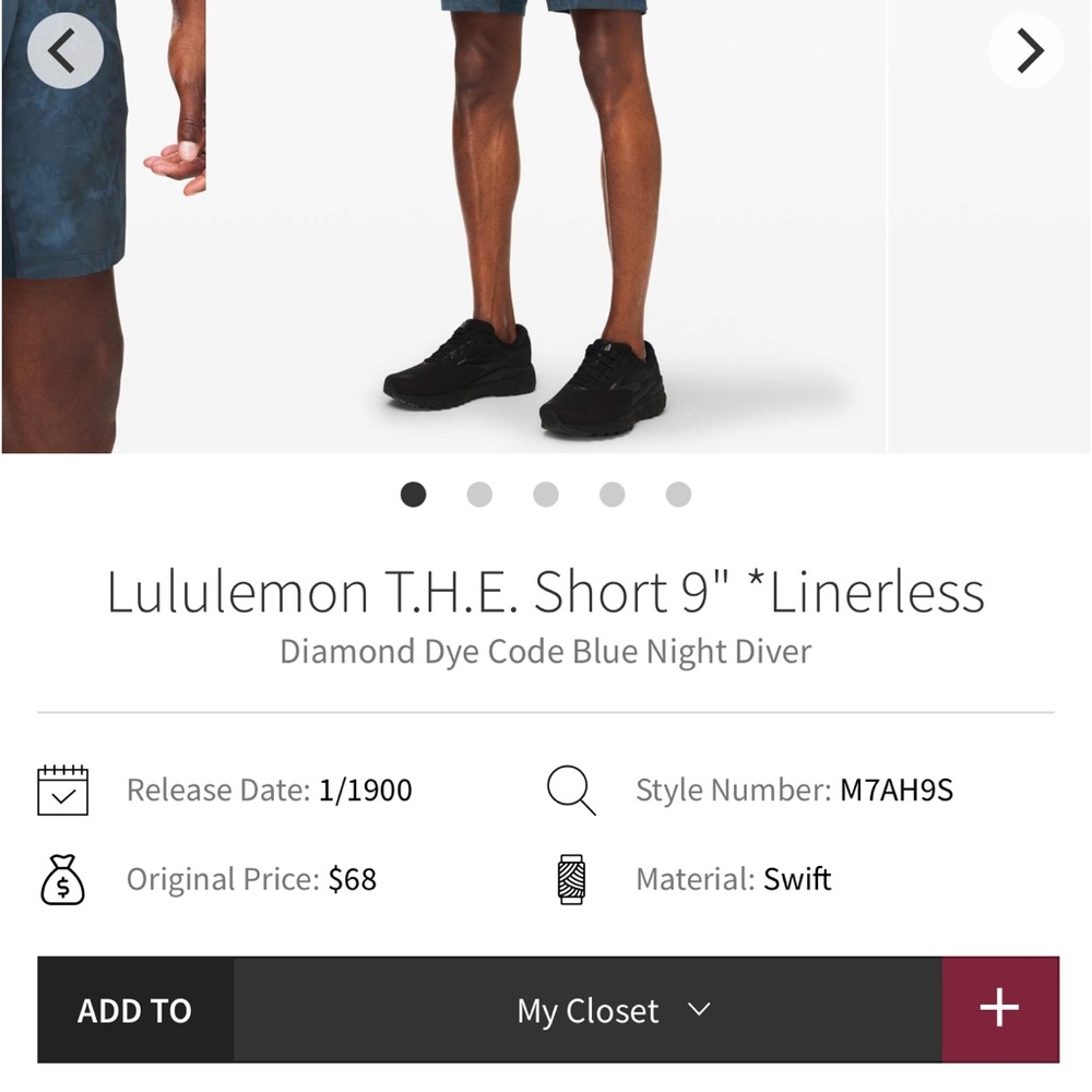 lululemon athletica Men's Blue Night Diver Shorts